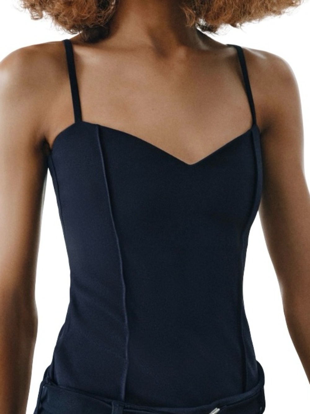 NEW ZARA NAVY CREPE STRAPPY TOP